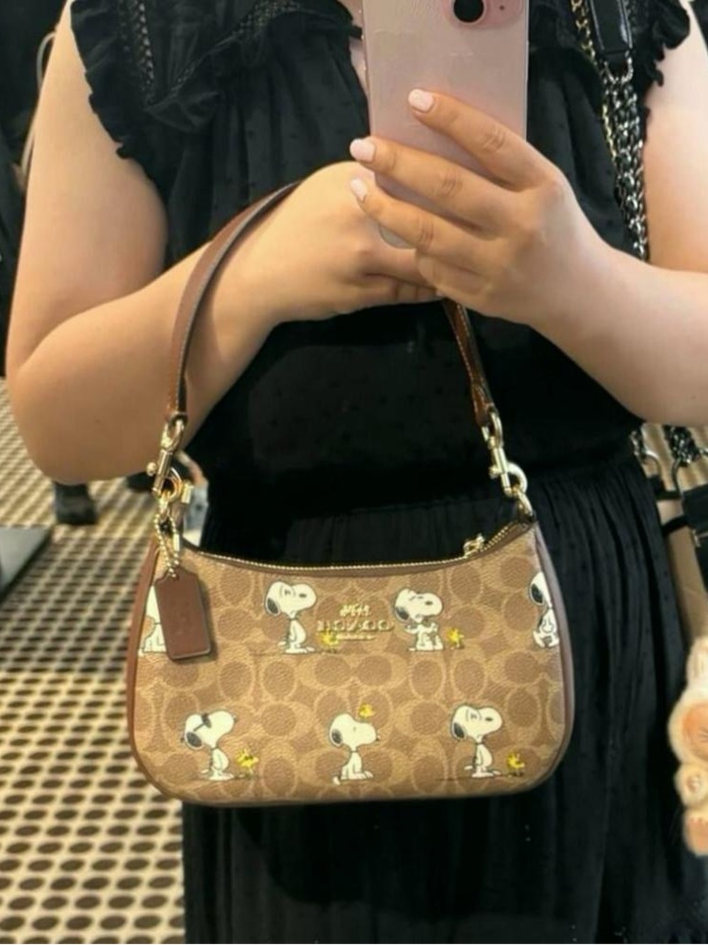 Coach X Peanuts Teri Shoulder Bag In Signature Canvas Snoopy Print CBJ88 NWT - Picture 5 of 5